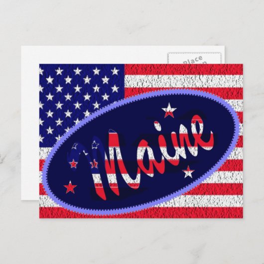 Maine US vlag briefkaart (Voorkant / Achterkant)