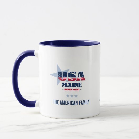 Maine USA 1820 Blauwe Ster Gepersonaliseerde Mok (Links)