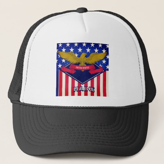 Maine USA Flag Trucker Pet (Voorkant)