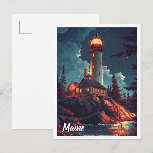 Maine USA  Illustratie Reizen Briefkaart (Voorkant / Achterkant)