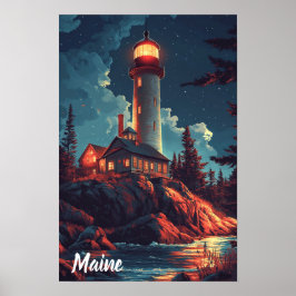 Maine USA Illustratie Reizen Poster