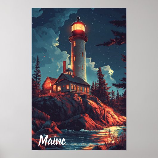 Maine USA  Illustratie Reizen Poster (Voorkant)