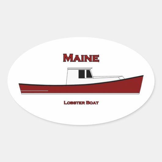 Maine USA Kreeftboot Logo Ovale Sticker (Voorkant)