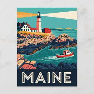 Maine USA Rotsachtige Kust New England Reizen 🌊 Briefkaart