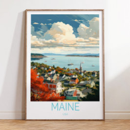 Maine USA Travel Poster, Augusta Maine State Trave Poster