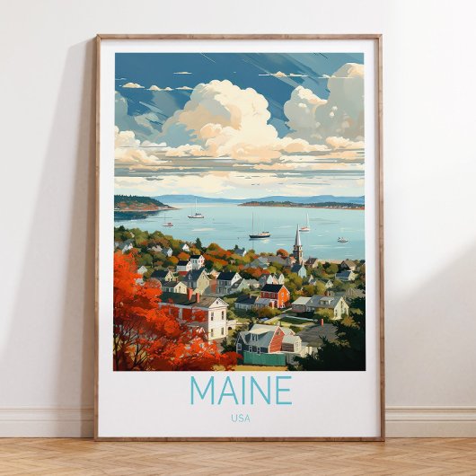 Maine USA Travel Poster, Augusta Maine State Trave Poster