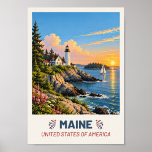 Maine USA – Vintage Reisposter Poster