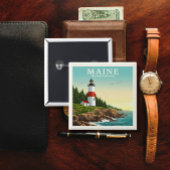  Maine Vierkante Button 5,1 Cm