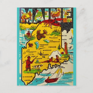 Maine Vintage Decal Ansichtkaart Briefkaart