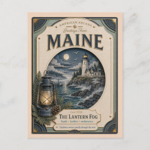 Maine Vintage Paper Cut American Arcana Briefkaart