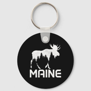 Maine Vintage Pride Souvenir Eland Natuur Wandelen Sleutelhanger