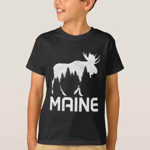Maine Vintage Pride Souvenir Eland Natuur Wandelen T-shirt