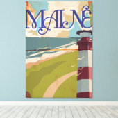 Maine Vintage Reisposter Canvas Afdruk (Insitu (Houten vloer))