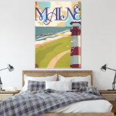 Maine Vintage Reisposter Canvas Afdruk (Insitu (Slaapkamer))