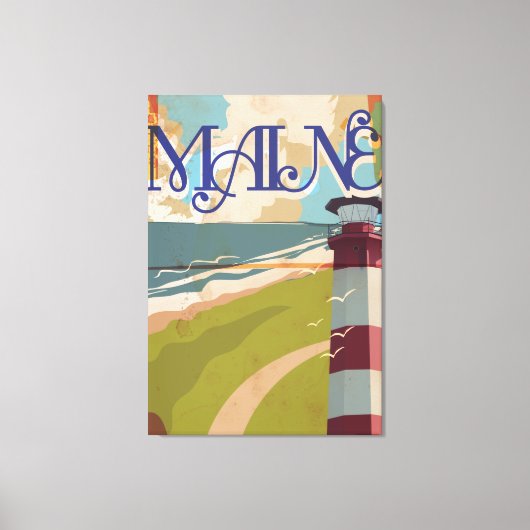 Maine Vintage Reisposter Canvas Afdruk (Voorkant)
