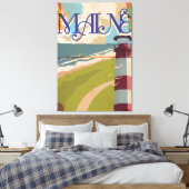 Maine Vintage Reisposter Canvas Afdruk (Insitu (Slaapkamer))