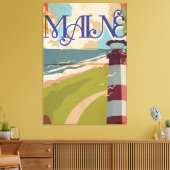 Maine Vintage Reisposter Canvas Afdruk (Insitu (Woonkamer))