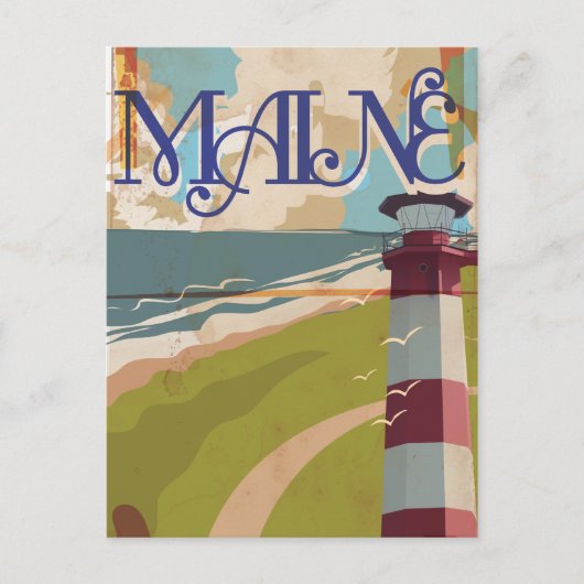 Maine Vintage Travel Poster Briefkaart (Voorkant)