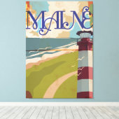 Maine Vintage Travel Poster Canvas Afdruk (Insitu (Houten vloer))
