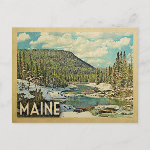 Maine Vintage Travel Snowy Winter Natuur Briefkaart