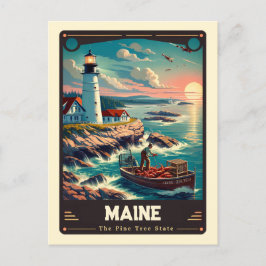 Maine | Vintage van patriottische spirit Briefkaart