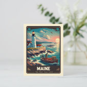 Maine | Vintage van patriottische spirit Briefkaart (Staand voorkant)