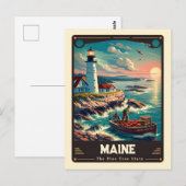 Maine | Vintage van patriottische spirit Briefkaart (Voorkant / Achterkant)