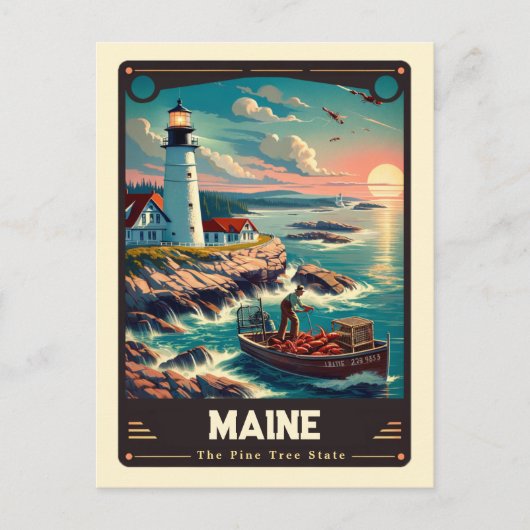 Maine | Vintage van patriottische spirit Briefkaart (Voorkant)
