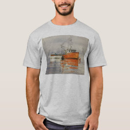 Maine vissersboot nautische oceaan sinaasappel T-S T-shirt