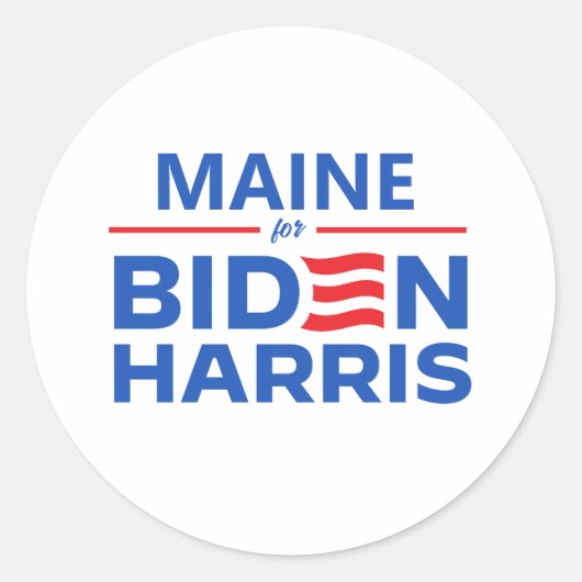 Maine voor Biden Harris Ronde Sticker (Voorkant)