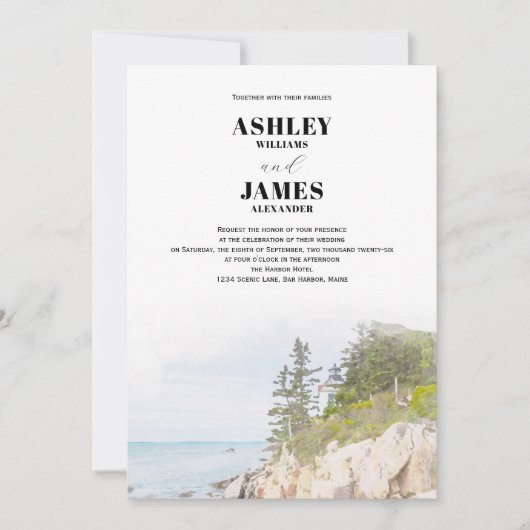 Maine Vuurtoren Acadia National Park bruiloft Kaart (Voorkant)