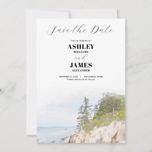Maine Vuurtoren Acadia Park Save the Date Wedding Kaart (Voorkant)