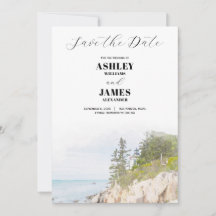 Maine Vuurtoren Acadia Park Save the Date Wedding