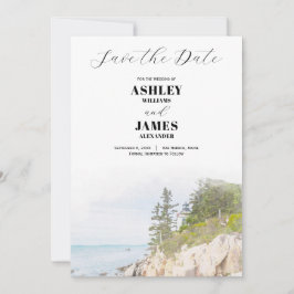 Maine Vuurtoren Acadia Park Save the Date Wedding Kaart