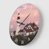 Maine Vuurtoren Aquarel Verf Art Style Grote Klok (Hoek)