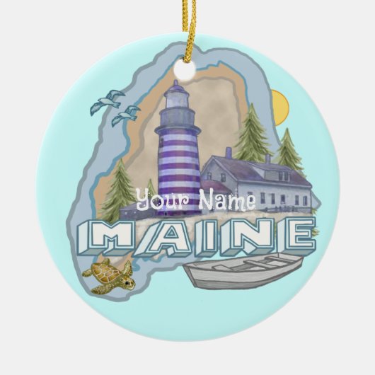 Maine Vuurtoren Keramisch Ornament (Voorkant)