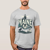 Maine Vuurtoren Kust Vintage T-shirt (Voorkant)