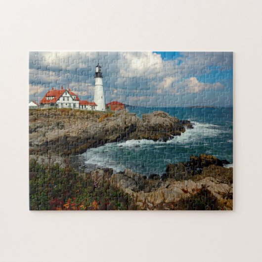 Maine-vuurtoren. Legpuzzel (Horizontaal)