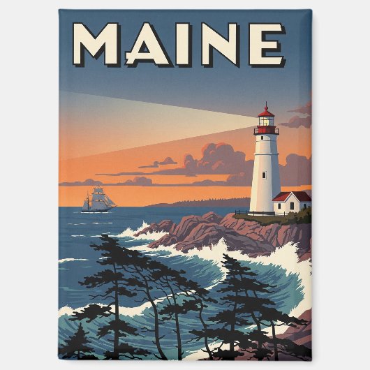 Maine Vuurtoren Reizen Magneet (Voorkant)