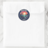 Maine Vuurtoren Reizen Ronde Sticker (Tas)