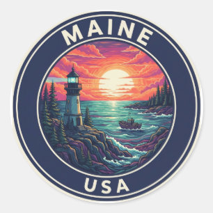 Maine Vuurtoren Reizen Ronde Sticker