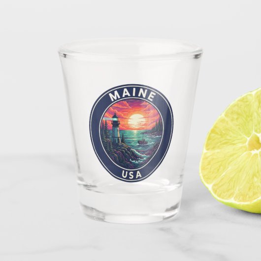 Maine Vuurtoren Reizen Shot Glas (Voorkant)