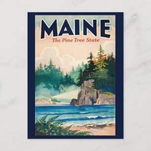 Maine Vuurtoren Schilderachtige Illustratie Reis K Briefkaart