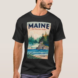 Maine Vuurtoren Schilderachtige Illustratie Reis K T-shirt