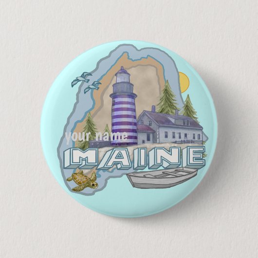 Maine-vuurtoren-speld Ronde Button 5,7 Cm (Voorkant)