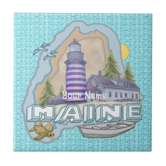 Maine Vuurtoren Tegel Tegeltje (Voorkant)