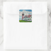 Maine Vuurtoren Vierkante Sticker (Tas)
