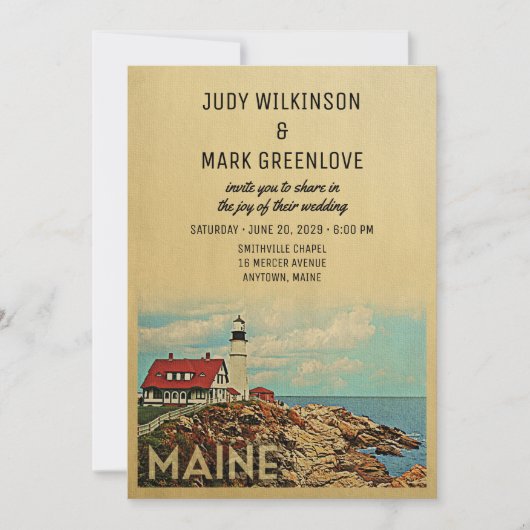 Maine Wedding Invitation  Middeleeuwen Kaart (Voorkant)