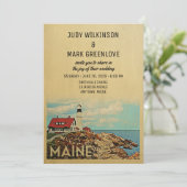 Maine Wedding Invitation  Middeleeuwen Kaart (Staand voorkant)