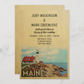 Maine Wedding Invitation  Middeleeuwen Kaart (Voorkant / Achterkant)